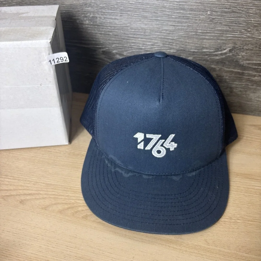 1764 Golf Hat Cap Snap Back Navy Blue Mesh Trucker Embroidered